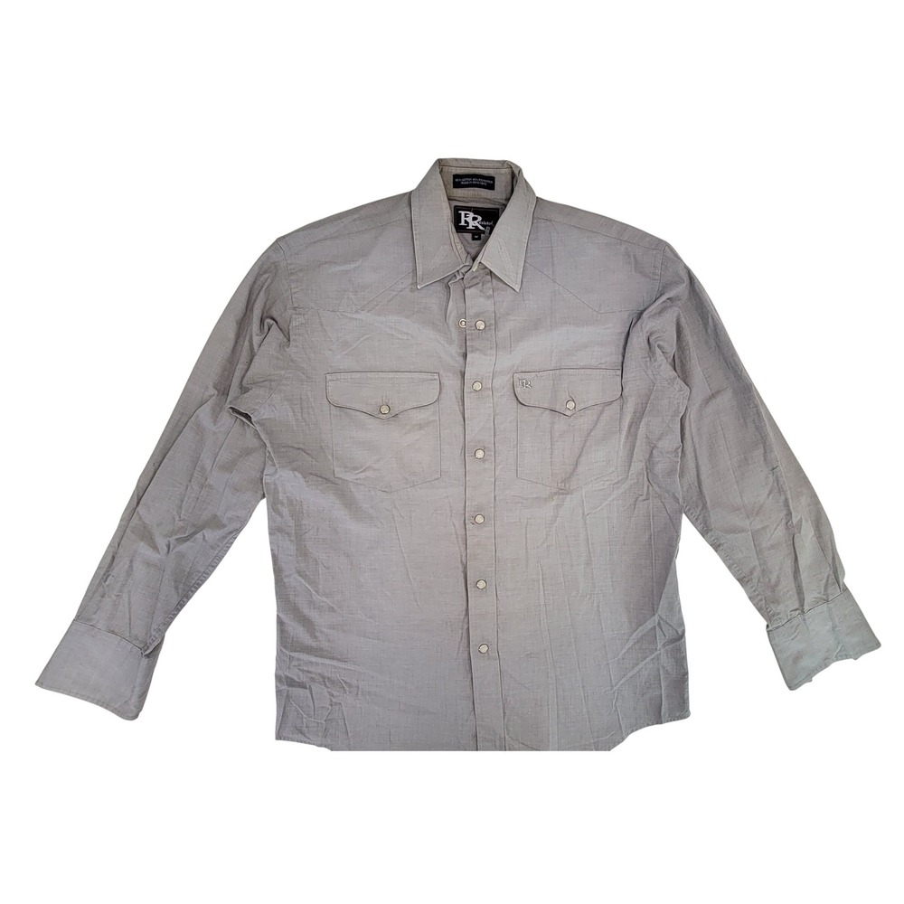 Resistol Mens Grey Long‎ Sleeve Western Snap Front Shirt M